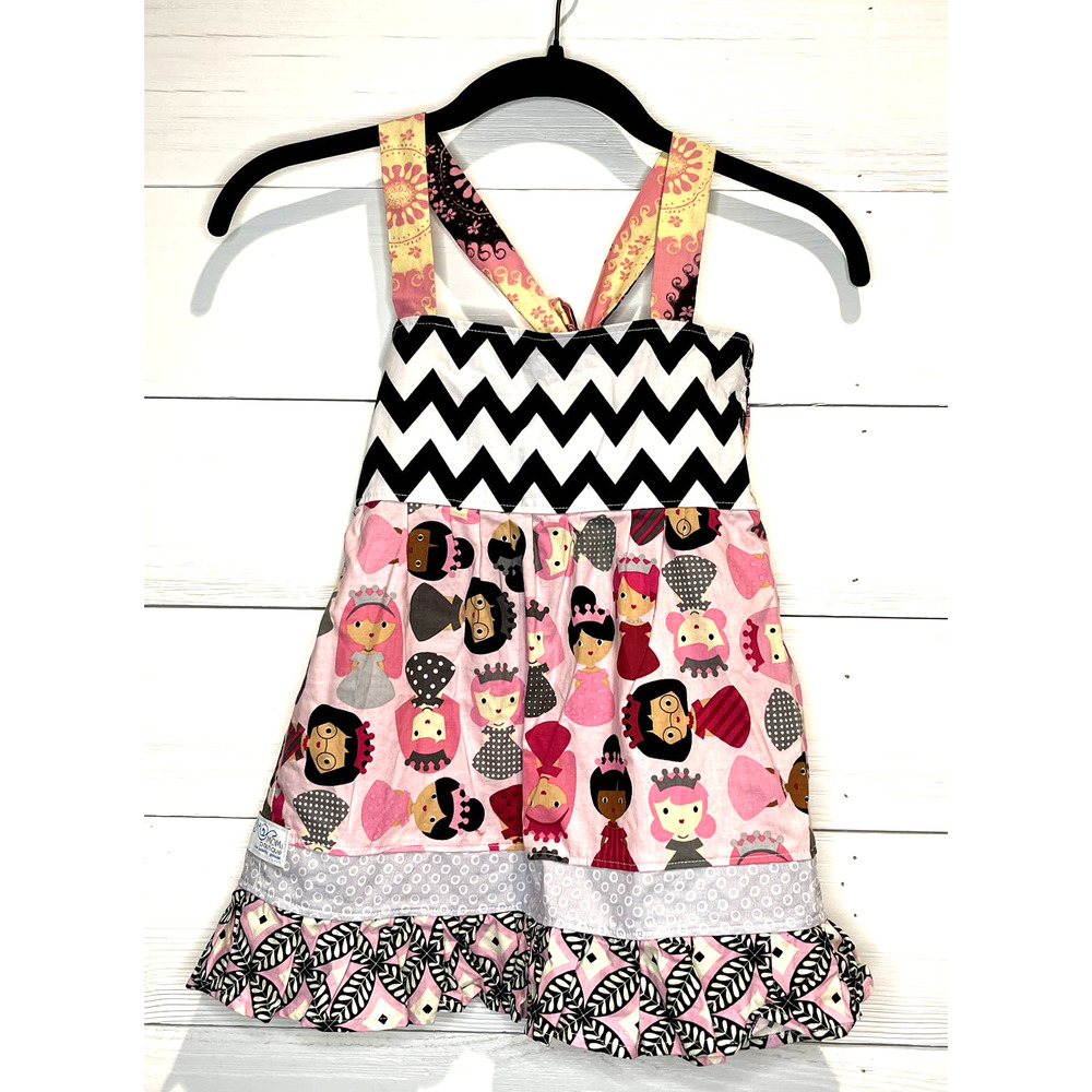 MOMI Boutique Sundress with Multicultural Princess Fabric Print, Girl's Size 6